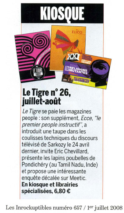 Le tigre dans les Inrocks